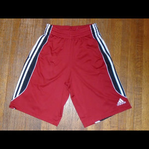 Adidas Men's Red and Black Striped Shorts
